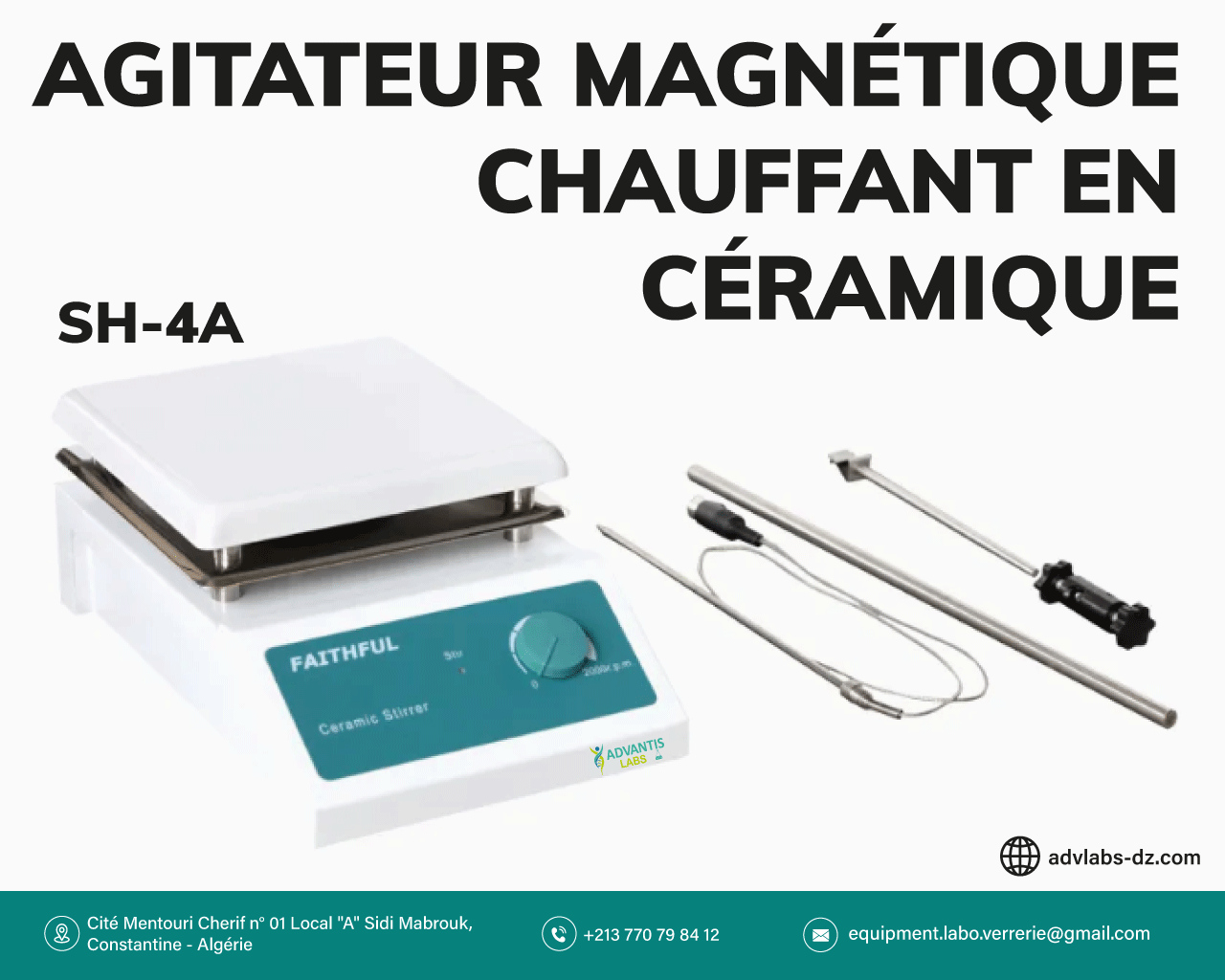 AGITATEUR MAGNETIQUE EN CERAMIQUE CHAUFFANT SH-4A